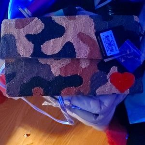 America and beyond beaded camo clutch purse